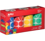 Lot de 4 rouleaux de gommettes motifs et couleur assortis : carré, triangle, rectangle, rond