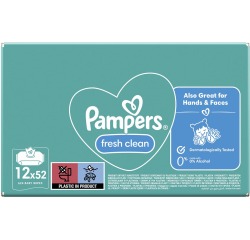Pampers Fresh Clean lingettes humides, boîte de 12 x 52 pièces