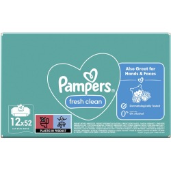 Pampers Fresh Clean lingettes humides, boîte de 12 x 52 pièces