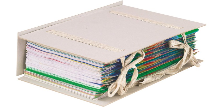 Esselte expandable folder, with 2 ribbons, cardboard, gray