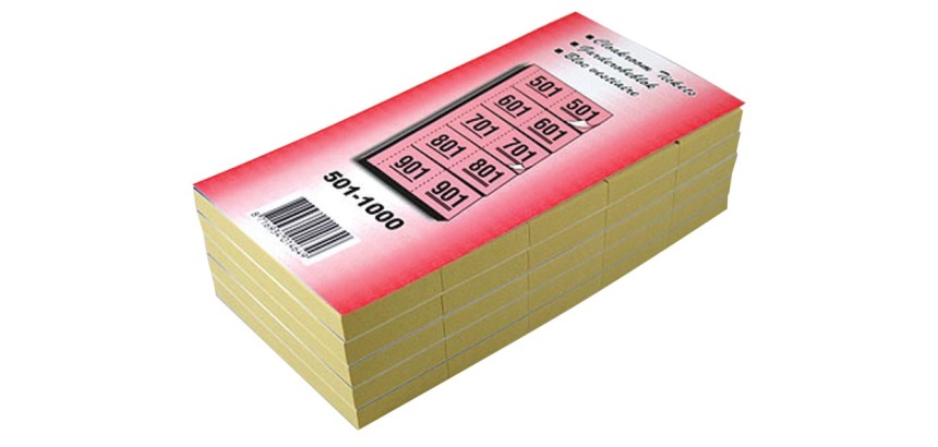 Locker tickets numbers 501 to 1,000, yellow