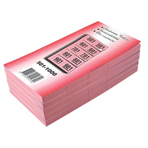 Carnets pour vestiaire numéros de 501 à 1.000, cerise