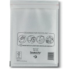 Mail Lite luchtkussenenveloppen, wit, D/1, 180 x 260 mm, doos van 200 stuks