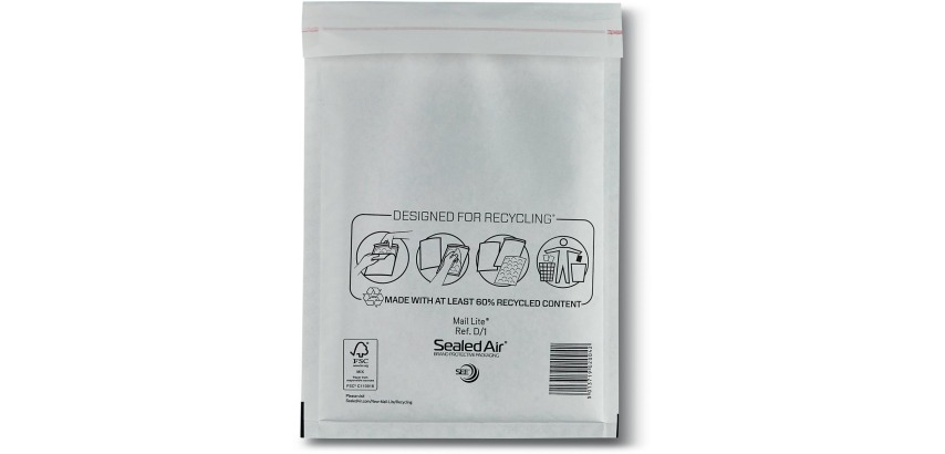 Mail Lite bubble mailers, white, D/1, 180 x 260 mm, box of 200 pieces
