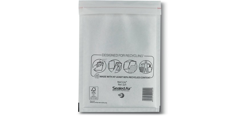 Mail Lite luchtkussenenveloppen, wit, D/1, 180 x 260 mm, doos van 200 stuks