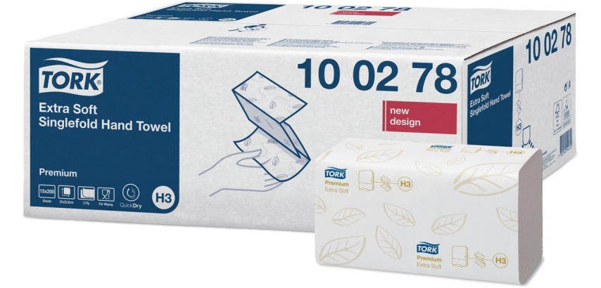 Tork Premium extra weiche Papierhandtücher, 2-lagig, ZZ-Falz, System H3, weiß, 200 Blatt, Packung mit 15 Stück