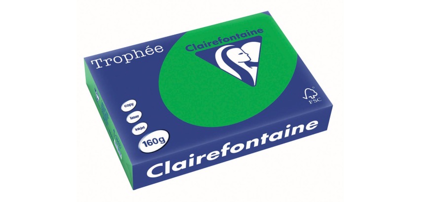 Clairefontaine Trophée Intens, papier couleur, A4, 160 g, 250 feuilles, vert billard