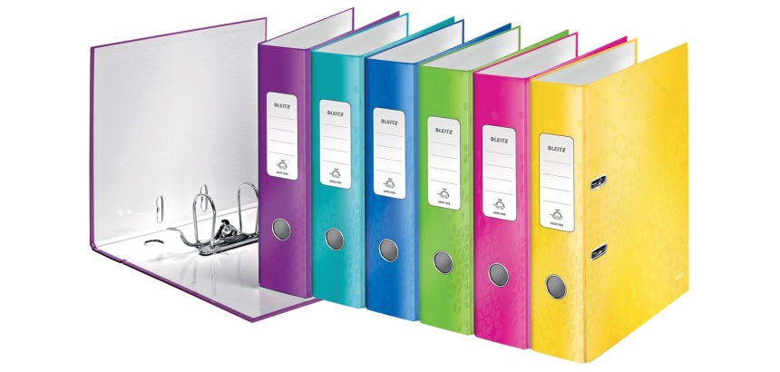 Leitz WOW lever arch file, assorted colors, 8.0 cm spine