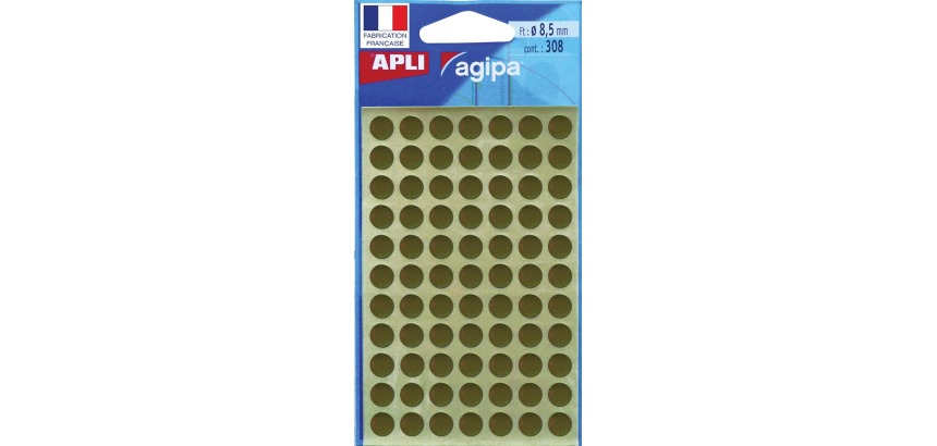 Adhesive stickers Ø 8 mm Apli gold - Pack of 308