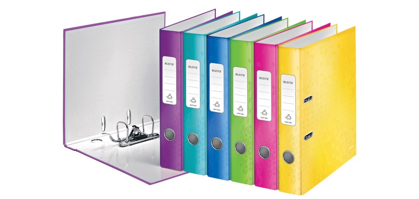 Leitz WOW lever arch file, assorted colors, 5.2 cm spine