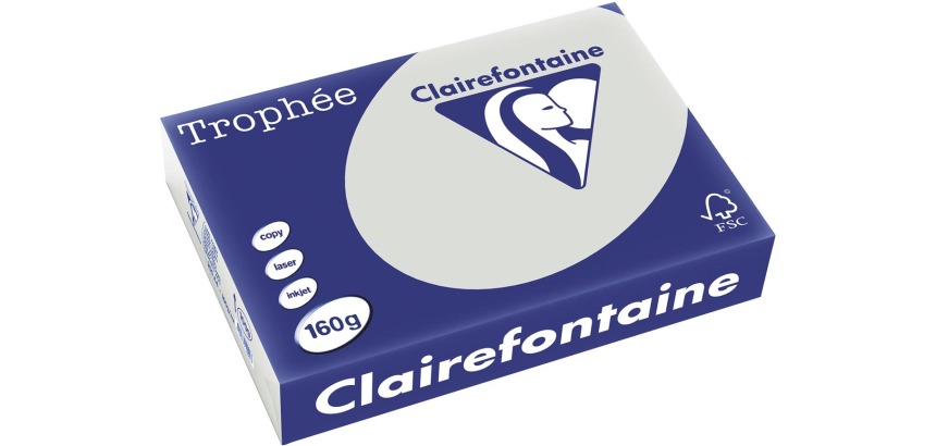 Clairefontaine Trophée Pastel, gekleurd papier, A4, 160 g, 250 vel, lichtgrijs