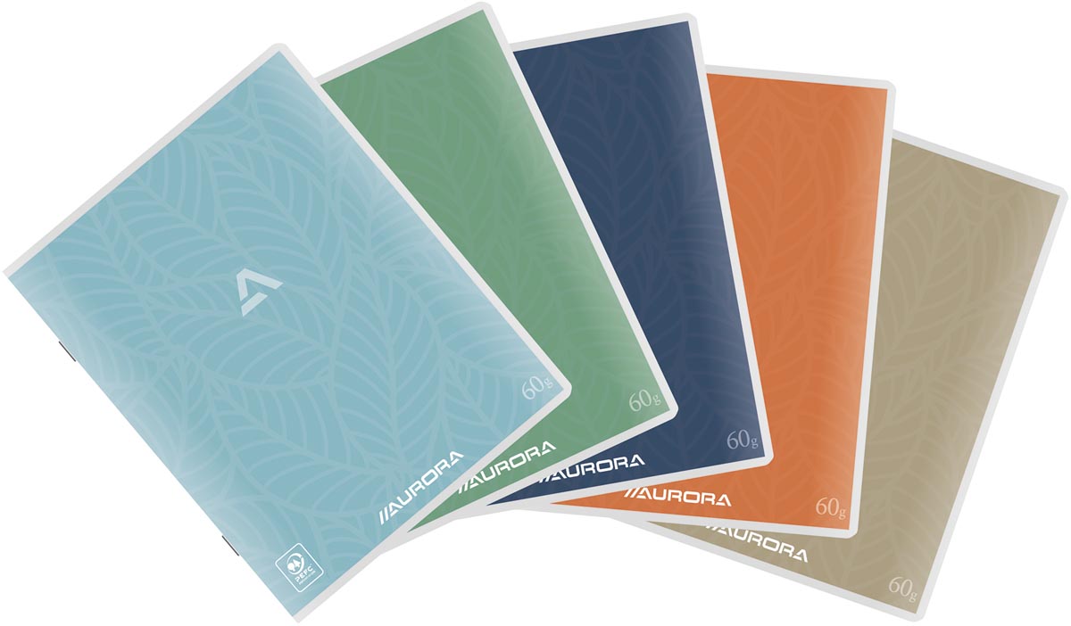 Cahier à spirale Aurora format A4, ligné, couverture cartonnée colorée, lot  de 10
