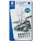 Staedtler Crayon Mars Lumograph 12 pièces: 6B-5B-4B-3B-2B-B-HB-F-H-2H-3H-4H