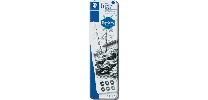 Staedtler Crayon Mars Lumograph 6 pièces: 8B-7B-6B-4B-2B-HB