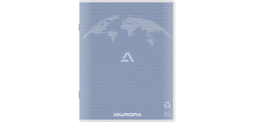Aurora Writing 60 cahier de brouillon en papier recyclé, 200 pages, quadrillé 5 mm, bleu clair