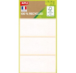 White labels recycled 75 x 34 mm Apli for manual writing - Pack of 21