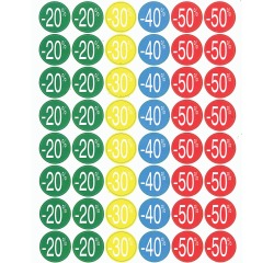 Agipa Kortinglabel van -20% tot - 50%, geassorteerde kleuren