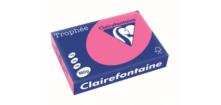 Clairefontaine Trophée Intens, gekleurd papier, A4, 160 g, 250 vel, fuchsia
