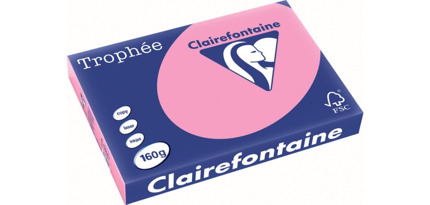 Clairefontaine Trophée Pastel, gekleurd papier, A3, 160 g, 250 vel, felroze