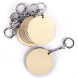 Graine Créative Porte-clés en bois, rond, diamètre 55 mm, sachet de 10 pièces