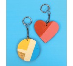 Graine Créative Porte-clés en bois, différentes formes, diamètre 55 mm, sachet de 10 pièces