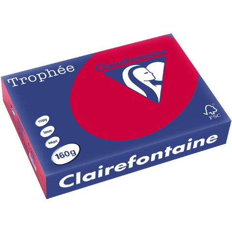 Clairefontaine Trophée Intens, papier couleur, A4, 160 g, 250 feuilles, rouge groseille