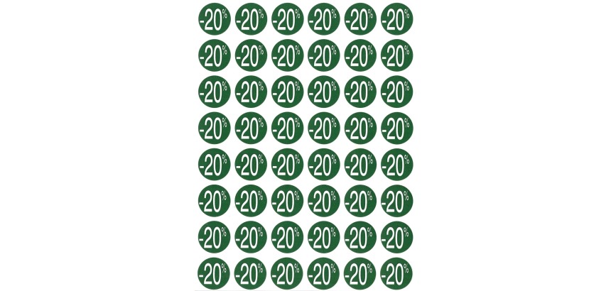 Agipa Labels discounted -20%, green, pack of 192 pieces, removable
