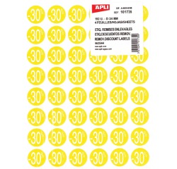 Agipa Kortinglabel -30%, geel, pak van 192 stuks, verwijderbaar