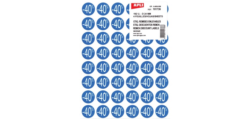 Agipa Kortinglabel -40%, blauw, pak van 192 stuks, verwijderbaar