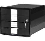Han bloc à tiroirs Impuls, 3 tiroirs fermés avec serrure, noir