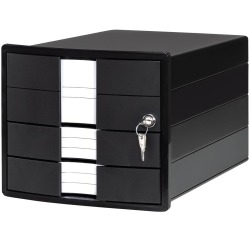 Han ladenblok Impuls, 3 gesloten laden met slot, zwart