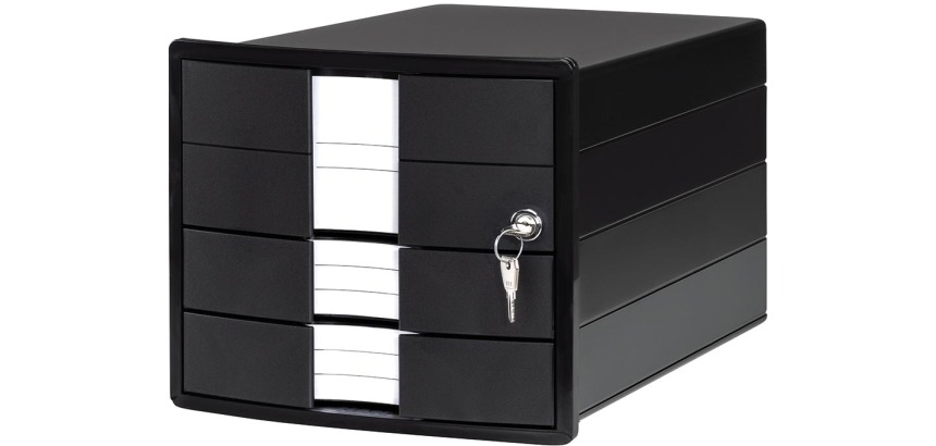 Han bloc à tiroirs Impuls, 3 tiroirs fermés avec serrure, noir