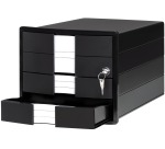 Han bloc à tiroirs Impuls, 3 tiroirs fermés avec serrure, noir