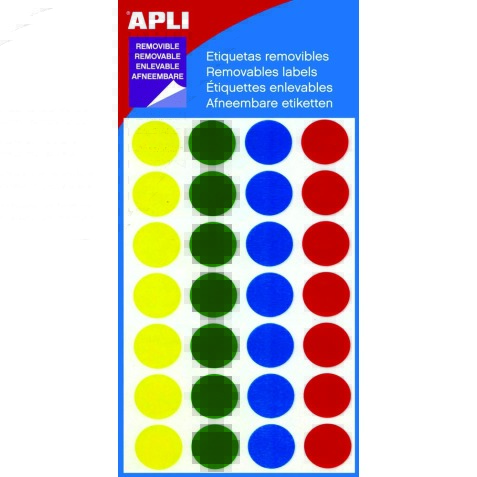 Apli étiquettes repositionnables cercle 15 mm (l x h), 112 pièces