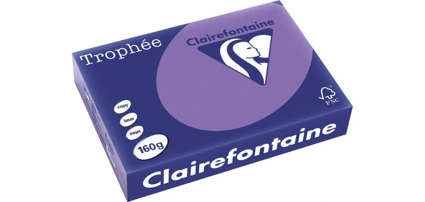Clairefontaine Trophée Intens, colored paper, A4, 160 gsm, 250 sheets, purple