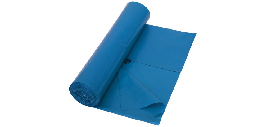 Sac poubelle 45 microns, ft 80 x 100 cm, 120 litres, bleu, rouleau de 25 pièces