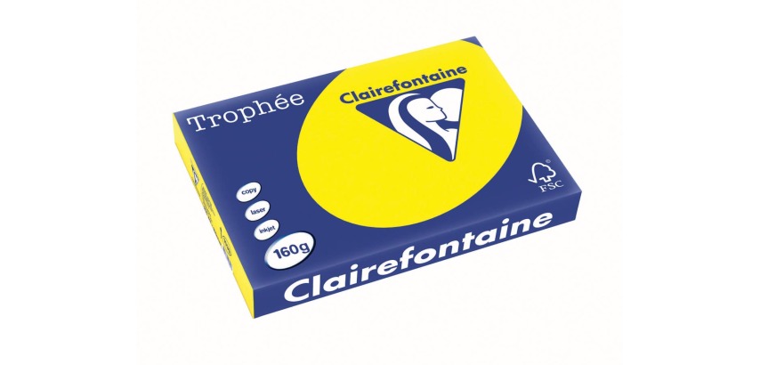 Clairefontaine Trophée Intens, papier couleur, A3, 160 g, 250 feuilles, jaune soleil