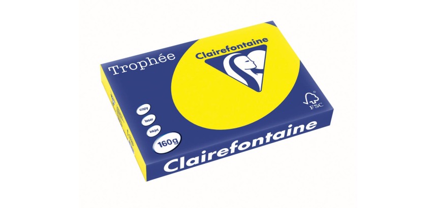 Clairefontaine Trophée Intens, papier couleur, A3, 160 g, 250 feuilles, jaune soleil
