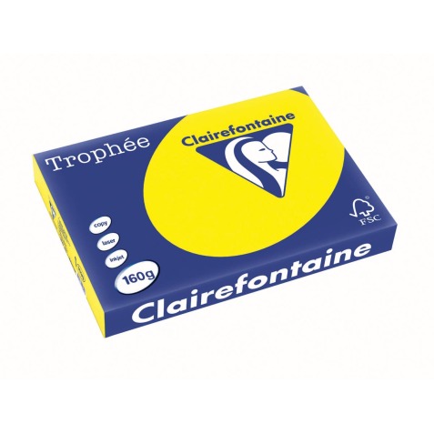 Clairefontaine Trophée Intens, papier couleur, A3, 160 g, 250 feuilles, jaune soleil