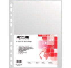 OFFICE products pochette perforée, A4, 40 microns, grainée, paquet de 100 pièces