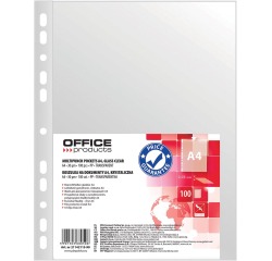 OFFICE products pochette perforée, A4, 30 microns, lisse, paquet de 100 pièces