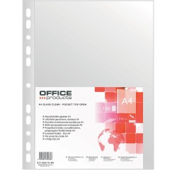 OFFICE products pochette perforée, A4, 40 microns, lisse, paquet de 100 pièces