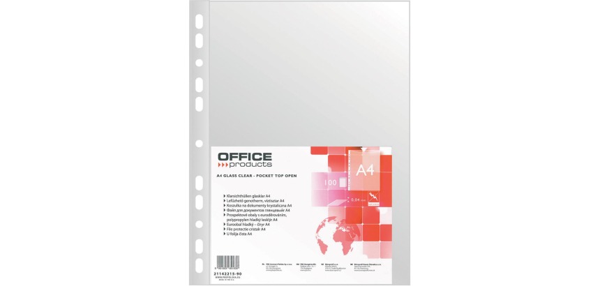 OFFICE products perforated sleeve, A4, 40 microns, smooth, pack of 100 pieces