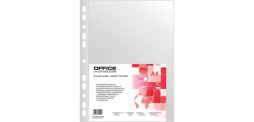 OFFICE products pochette perforée, A4, 50 microns, lisse, paquet de 100 pièces