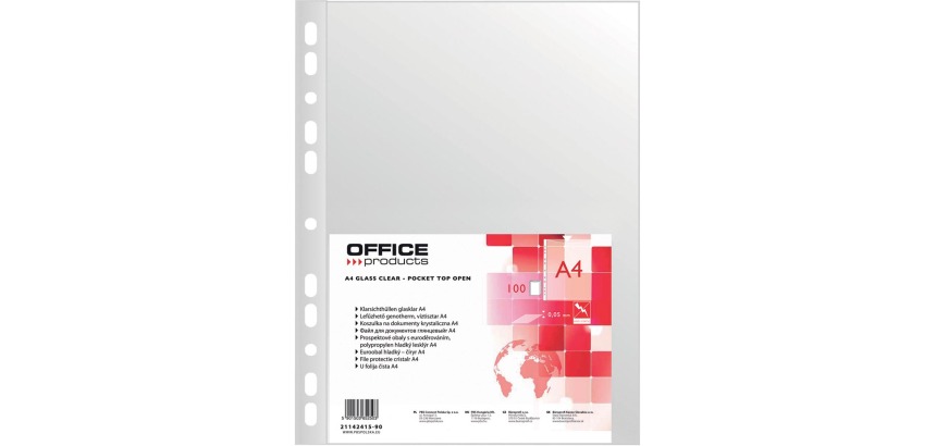 OFFICE products perforated pouch, A4, 50 microns, smooth, pack of 100 pieces
