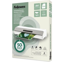Fellowes pochette à plastifier 50 % recyclée, mate, ft A4, paquet de 100 pièces