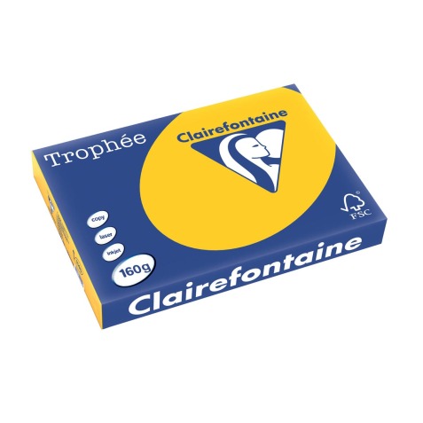 Clairefontaine Trophée Intens, papier couleur, A3, 160 g, 250 feuilles, jaune tournesol