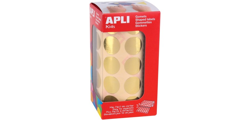 Apli Kids Sticker auf Rolle, Kreis 20 mm, 1770 Sticker, Metallic-Gold