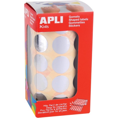 Apli Kids stickers op rol, cirkel diameter 20 mm, 1770 stuks, metallic zilver