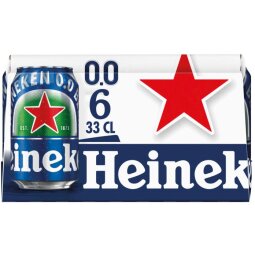 Heineken bière, sans alcool, canette de 33 cl, paquet de 6 pièces